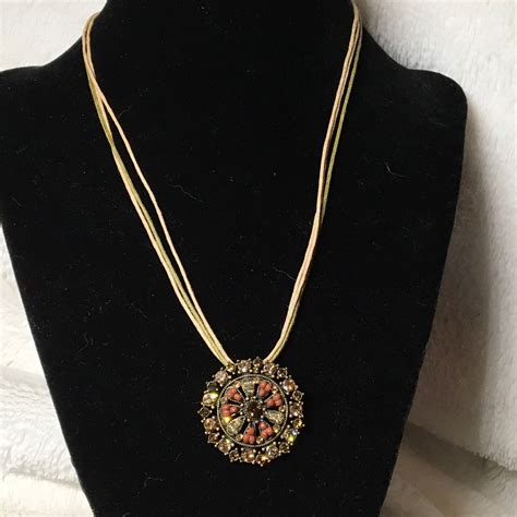 Lia Sophia Necklace Gold Tone Chains Bezel Set Crystals Triple Strand 18 Inch. . Lia sophia necklace